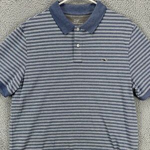 Vineyard Vines Edgartown Polo Shirt Adult Medium Blue Striped Golf Rugby Men NEW